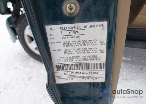 1998 Land Rover Discovery Le/Ls from USA, damaged, VIN SALJY1241WA756483